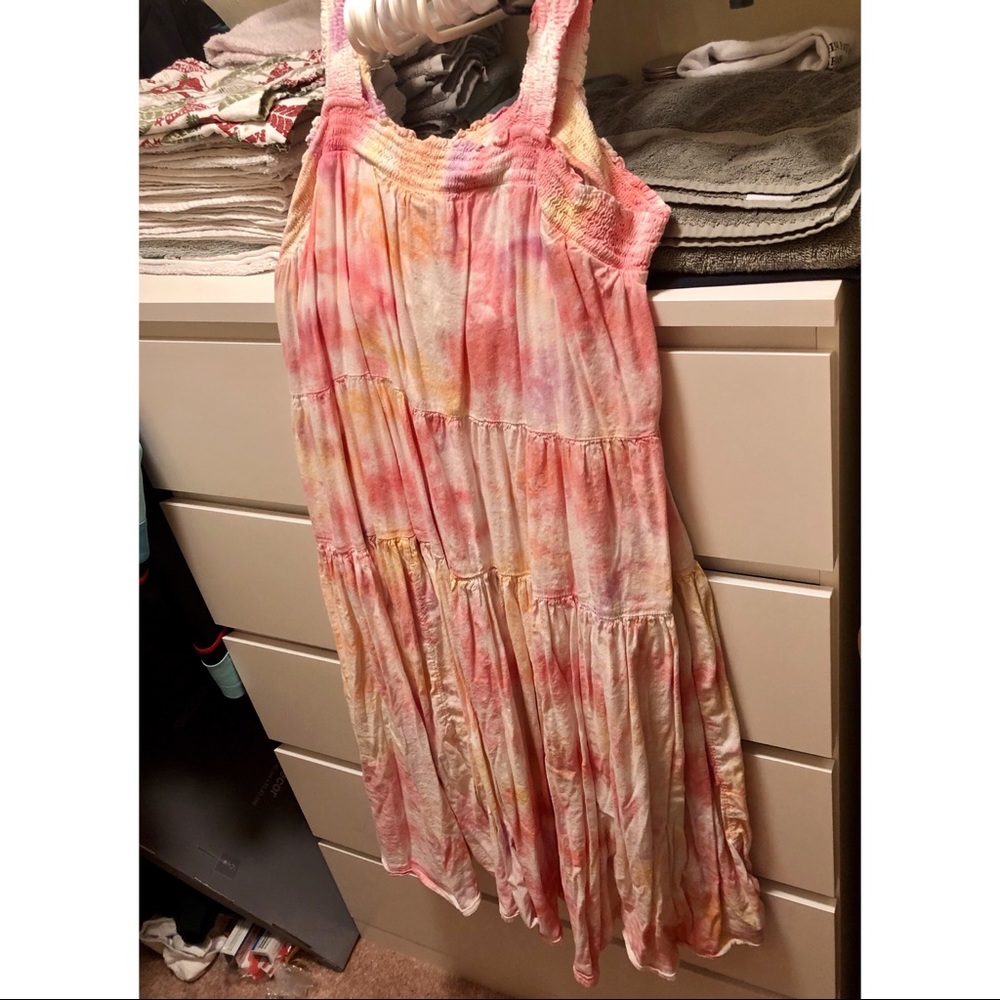Pink/Yellow Tie-Dye MIDI Dress sz XL